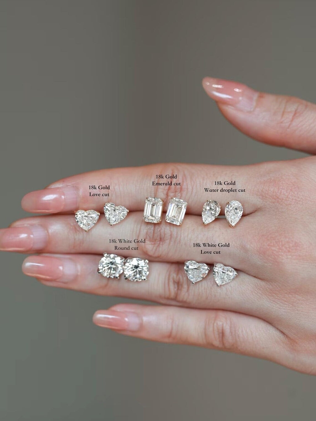 18k Solid Gold Diamond Earring Studs