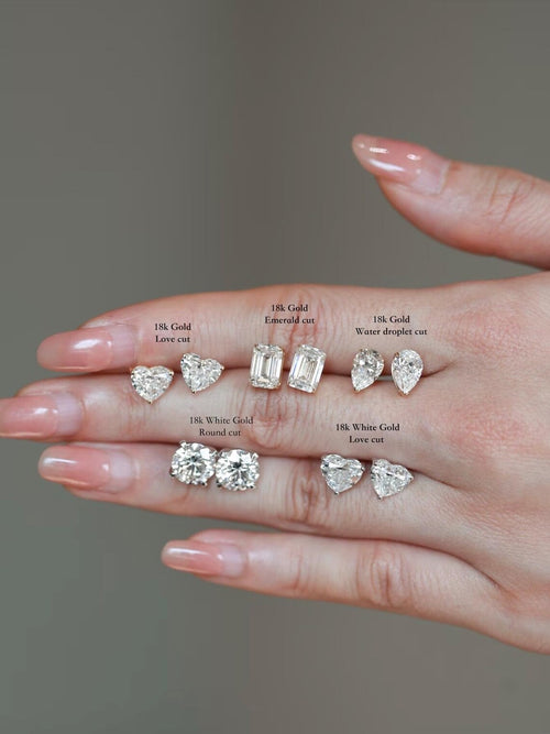 18k Solid Gold Diamond Earring Studs