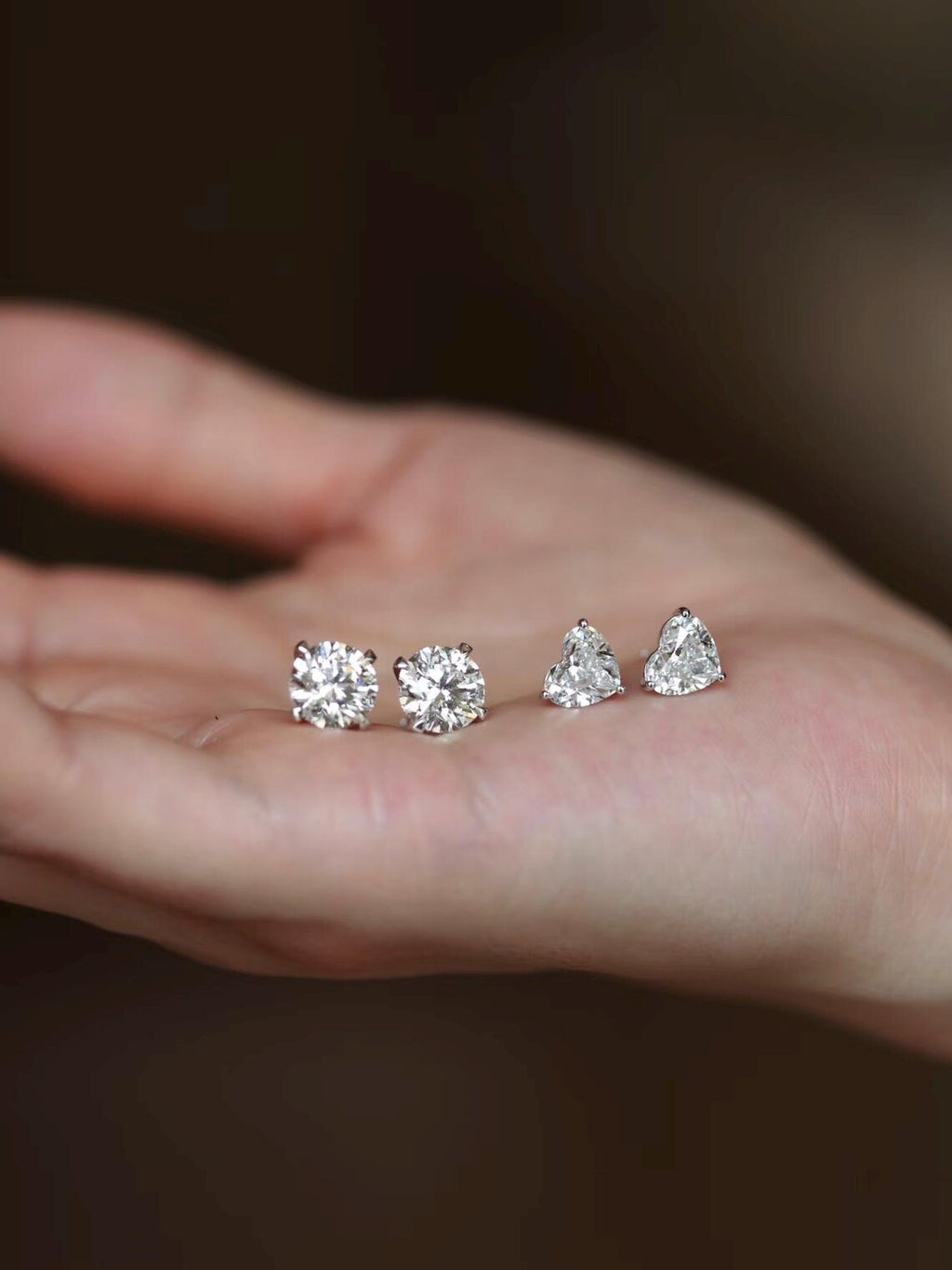 18k Solid Gold Diamond Earring Studs