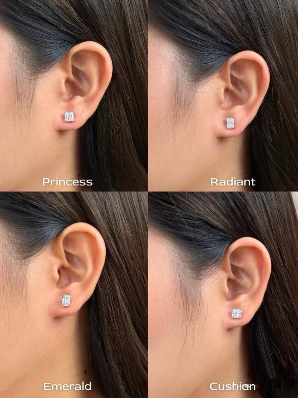 18k Solid Gold Diamond Earring Studs